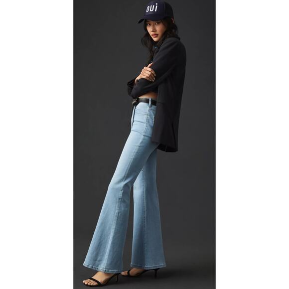 Anthropologie Pilcro Tulip Mid-Rise Flare Light Wash Stretchy Jeans Size 26 - Picture 4 of 11